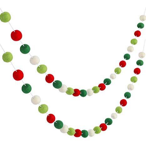 Amazon.com: 2 Pieces Christmas Felt Ball Pom Pom Garlands Colorful Felt Pom Pom Garland 9.8 Feet Christmas Hanging Garland Banner for Party Home Decoration (Multicolored): Home & Kitchen Christmas Pom Pom Garland, Garland Fireplace, Christmas Pom Pom, Fireplace Mantles, New Year's Party Decorations, Pom Crafts, Christmas Crafts For Adults, Christmas Garlands, Pom Garland