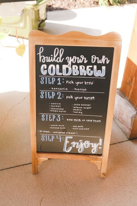 Coffee Bar Wedding Reception, Reception Coffee Bar, Coffee Bar Party, Coffee Bar Wedding, Menu Coffee, Coffee Bar Cart, Bar Wedding Reception, Wedding Coffee, Brew Bar