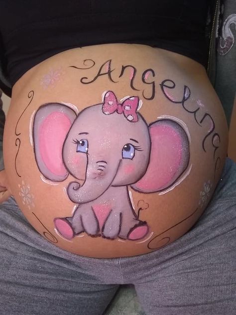 Belly Painting Pregnant, Bump Painting, Belly Paint, Baby Bump Photoshoot, Pregnant Belly Painting, Belly Art, Cute Pregnancy Pictures, Elephant Baby Shower Theme, Newborn Mom