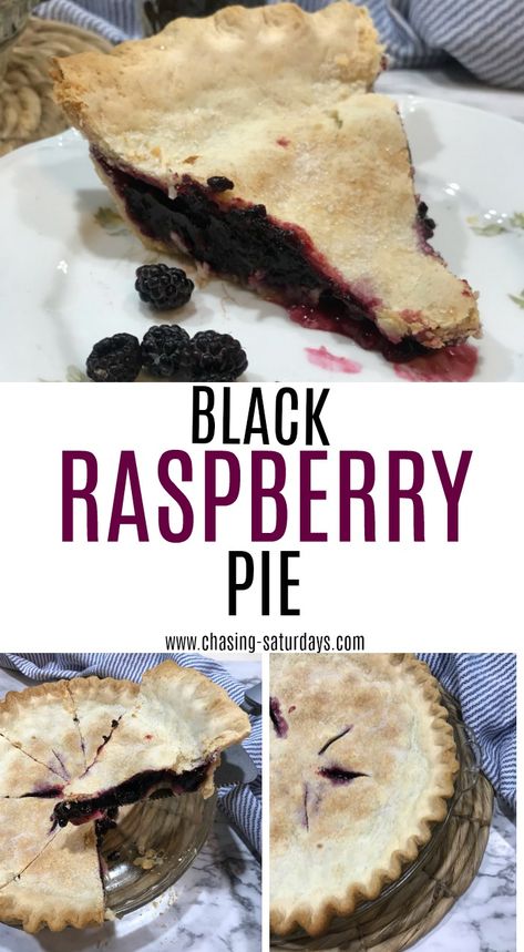 Chasing Saturdays, Dessert, Pie, Crust, Berries, Black Raspberries, Double Crust, Easy, Oven, fruit, Picnic Raspberry Pie Filling Recipes, Black Raspberry Pie, Black Raspberry Recipes, Pie Raspberry, Raspberry Pie Recipe, Fruit Picnic, Raspberry Pie Filling, Black Raspberries, Presentation Food