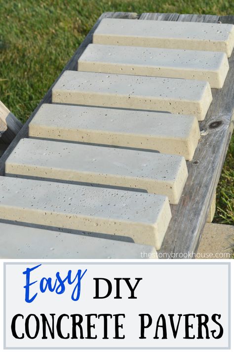 DIY Concrete Bricks Diy Pavers Mold, Diy Concrete Pavers, Concrete Pavers Diy, Concrete Pavers Walkway, Concrete Molds Diy, Concrete Edging, Pavers Diy, Bricks Diy, Cement Diy