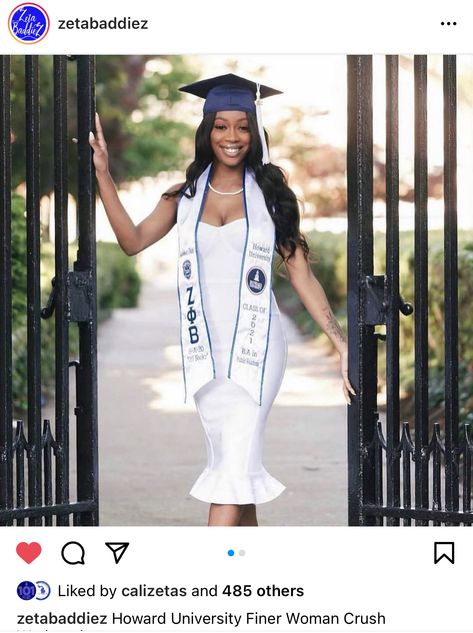 Howard University, Zeta Phi Beta, Grad Pics, Graduation Pictures, Woman Crush, Sorority, White Formal Dress, Academic Dress, University