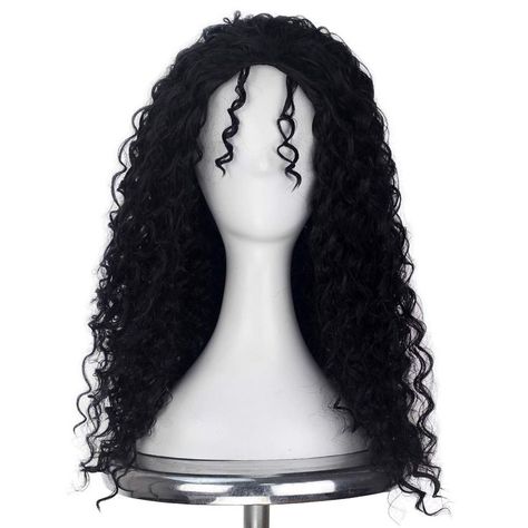 iCos Women's Witch Wig Medium Long Afro Curly Cosplay Costume Wig for Halloween Party (Black) Witch Wig, Long Afro, Mullet Wig, Black Curly Wig, Witch Cosplay, Long Curly Wig, Black Curly, Miss U, Hair Women