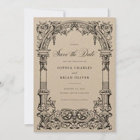 Vintage Arch Vines Ornament Frame Save the Da Wedding Vintage Invitations, Vintage Save The Date Ideas, Wedding Card Invitation Templates, Wedding Card Invitation Ideas, Vintage Invitation Template, Wedding Card Writing, Best Wedding Cards, Vintage Wedding Invites, Vintage Invitation Card