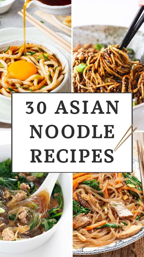 From classic Japanese ramen to Thai pad thai, explore 30 Asian noodle recipes that are perfect for quick and easy meals at home. Easy Asian Ramen Noodle Recipes, Homemade Asian Noodle Recipes, Sticky Ramen Noodles, Easy Asian Pasta Recipes, Best Asian Noodle Sauce, Comfort Noodle Recipes, Asian Style Meals, Asian Dish Recipes, Asian Dry Noodle Recipe