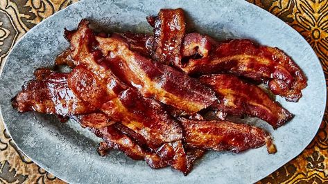 Sriracha Bacon, Recipes Using Bacon, Maple Sriracha, Savory Dutch Baby, Breakfast Meats, Violet Recipes, Bon Appetit Recipes, Grilled Cabbage, Bacon Pizza