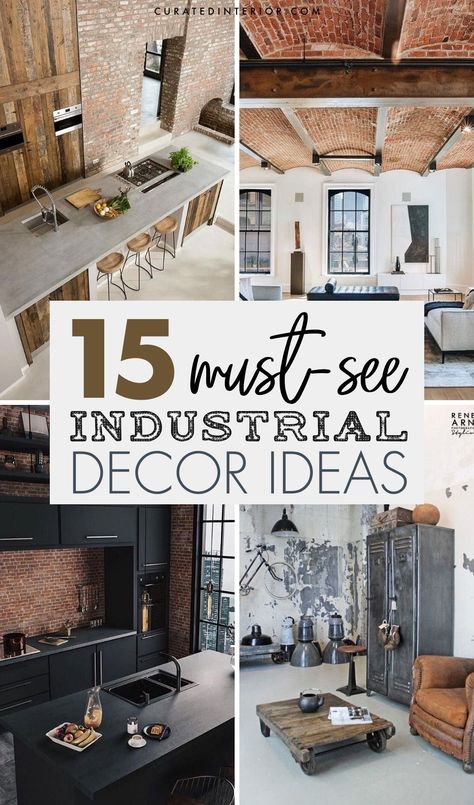 15 Must-See Industrial Decor Ideas - If you want to learn more about industrial decor, then we’re going to give you a quick overview of this popular decorating style reminiscent of a factory or workshop. Industrial interior design is often associated with lofts, apartments and city dwellings. However, you can take elements of this interior style and make it work in just about any type of home. Industrial Style Living Room, Industrial Style Bedroom, Modern Industrial Farmhouse, Industrial Room, Industrial Farmhouse Decor, Industrial Style Interior, Industrial Living Room, Modern Industrial Decor, Industrial Home Design