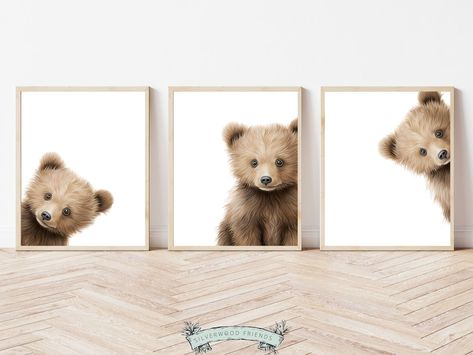 Peeking Bear Nursery Print, Peekaboo Bear Nursery Decor, Neutral Nursery Decor, Baby Bear Nursery Wall Art, Woodland Nursery Digital Prints - Etsy Forest Bear Nursery, Bears Nursery Theme, Gender Neutral Bear Nursery, Bear Themed Nursery Boy Rooms, Baby Boy Nursery Room Ideas Teddy Bear, Boy Nursery Bear Theme, Baby Bear Nursery Theme, Teddy Bear Theme Nursery, Nursery Bear Theme