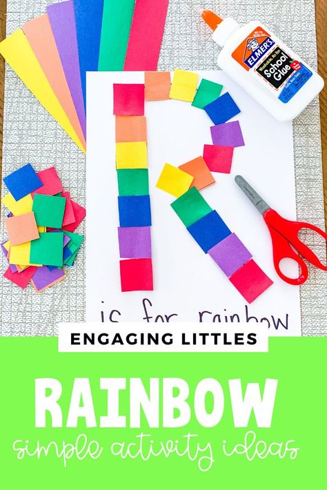 R Week Preschool, The Letter R Crafts For Preschool, R Projects For Preschool, Letter R Sensory Table, Prek Color Crafts, Rainbow Arts And Crafts Preschool, Letter R For Preschoolers Activities, R Is For Preschool Craft, R Letter Craft Preschool