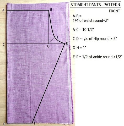 Make Easy & comfortable {Straight pants} - sewing pattern - Sew Guide Straight Pant Pattern, Pant Stitching Pattern, Stitching Patterns Sewing, Easy Pants Sewing Pattern, Straight Pants Pattern, Easy Pants Pattern, Straight Pants Design, Trouser Pants Pattern, Pant Pattern