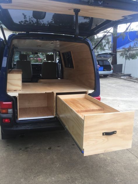 Small Van Interior Ideas, Small Van Build Ideas, Small Van Build Layout, Vw Van Conversion, Small Camper Conversion, Small Van Layout, Small Campervan Conversions, Small Van Conversion Interior, Vw Transporter Camper Conversion