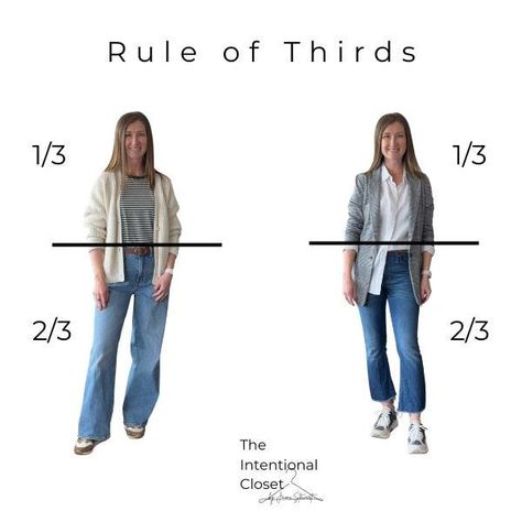 Take the guesswork out of getting dressed with the Rule of Thirds! Rule Of Thirds Clothing, Rule Of Thirds Fashion, Rule Of Thirds Examples, Work Wardrobe Essentials, The Rule Of Thirds, Theory Clothing, Rule Of Three, Outfit Tips, Pattern And Texture