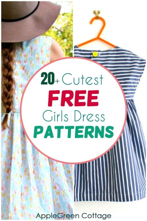 Easy Girls Dress, Vintage Girls Dress Pattern, Free Dress Pattern, Girls Dress Pattern Free, Free Sewing Projects, Dress Pattern Free, Toddler Dress Patterns, Girls Dress Pattern, Dress Sewing Patterns Free