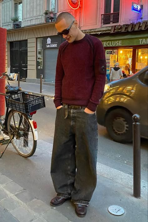 Mod Outfit Men, Uk Streetwear Aesthetic, Shoegaze Outfits, Mens Vintage Outfits, Mod Outfit, Baggy Jeans Outfits, Baggy Jeans Outfit, Mens Y2k, Loafers Outfit