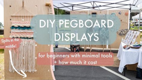 In this tutorial we go over all the materials and steps needed for making your own DIY Pegboard displays for pop up markets that split in the middle for easy transport. This guide is perfect for people who know nothing about woodworking and have little to no tools. pegboard display, pegboard ideas, pegboard craftroom, pegboard display craft show, peg board display, peg board walls, diy pop up shop display, diy market dtand, diy market display, craft show booth display ideas, craft show booths Diy Pegboard Market Display, Peg Board Displays For Craft Shows, Peg Board Pop Up Display, Peg Board Standing Display, Craft Show Walls Diy, Diy Grid Wall Craft Show, Diy Pop Up Market Display, Craft Show Pegboard Display, Diy Table Top Pegboard Display