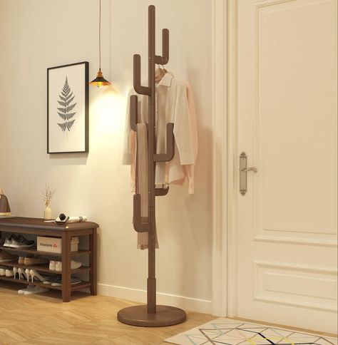 Cactus Coat Rack, Wooden Coat Rack Stand, Coat Hanger Stand, Stylish Desk Accessories, Coat Rack Stand, Entryway Coat Rack, Coat Tree, Hanger Stand, Wooden Coat Rack