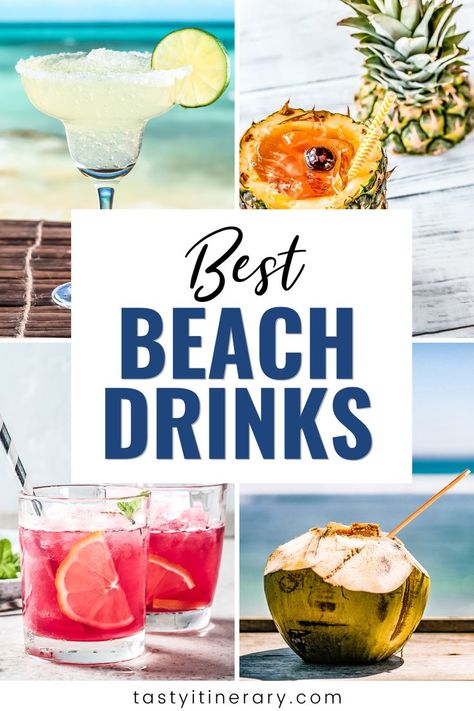 Beach Liquor Drinks, Easy Beach Drinks Alcohol Recipes, Easy Beach Alcoholic Drinks, Best Drinks For The Beach, Drinks To Bring To The Beach, Mixed Drinks For The Beach, Frozen Beach Drinks, Best Beach Drinks Cocktail Recipes, Mixed Drinks For Summer