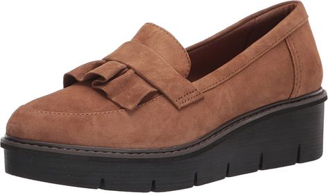 AmazonSmile | Clarks Women's Airabell Slip Loafer | Shoes Women Loafers, Wedge Loafers, Platform Loafers, Clarks Women's, Womens Clarks, Dark Khaki, Slip On Sneakers, Slip Ons, Loafers For Women