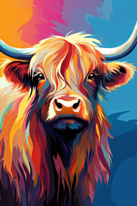 Cow Paintings On Canvas, Paint By Number For Adults, Highland Cow Painting, Highland Cow Art, Paint Mixing, Painting Brushes, Painting Skills, Paint Canvas