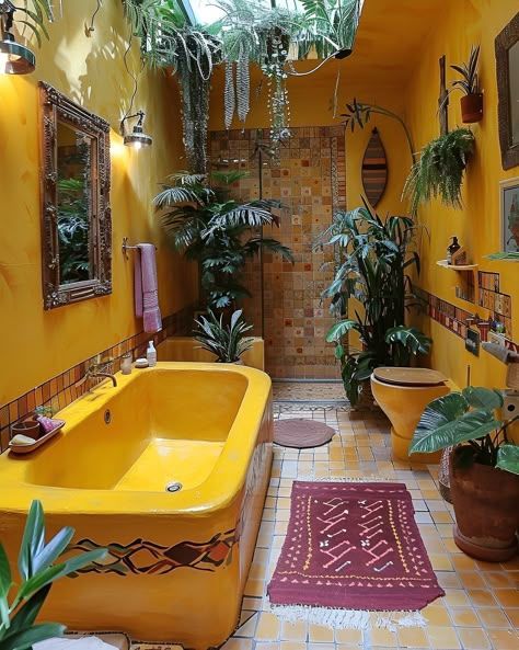 Bathroom Ideas Yellow, Nai Palm, Yellow Bathroom Ideas, Homely Decor, Design Interior Baie, Elegant Fall Decor, Decor Small Bathroom, Earthy Home Decor, House Flippers