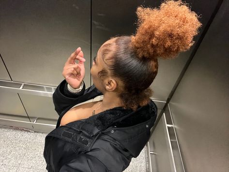 Baddie Top Knot Bun, Messy Top Knot Bun Black Women, Top Knot Bun With Dramatic Edges, Curly Top Knot Bun Natural Hair, Slick Top Bun Natural Hair, Cute Top Knot Buns, Top Bun Curly Hair, Natural Top Knot Bun, Top Knot Bun Curly Hair