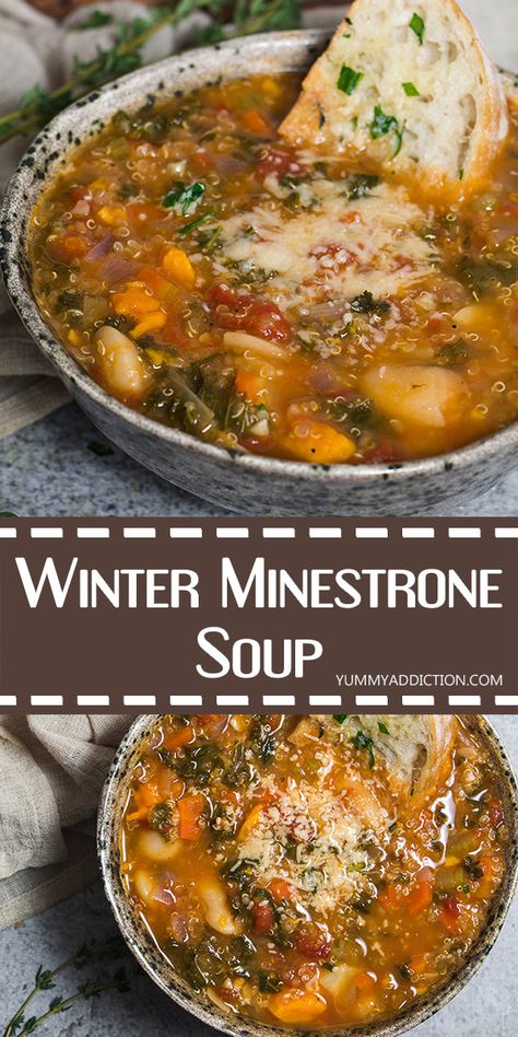 Bean Soup Recipes Healthy, Bean Soup With Canned Beans, Healthy Bean Soup, Winter Minestrone Soup, Bean Soup With Sausage, Soup Recipes Winter, Winter Minestrone, Soup With Sausage, Soup Recipes Healthy