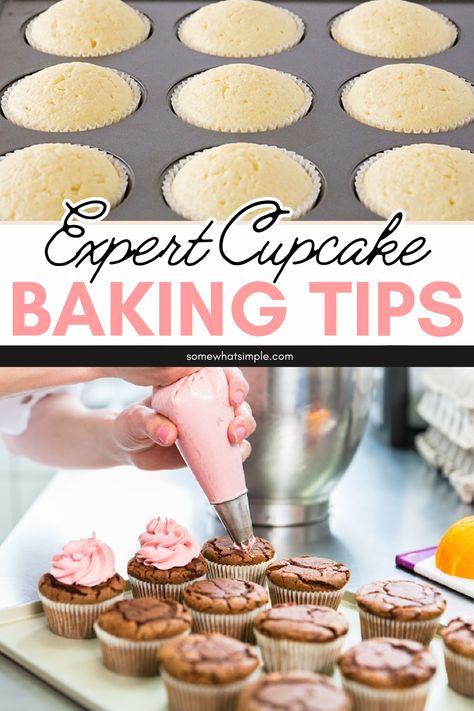 Master the art of cupcake baking with these 10 easy tips, perfect for those who love to bake! Whether you're a seasoned baker or just starting out, these handy shortcuts and decorating tricks will enhance your cupcake-making skills. Dive into these simple yet effective tips to elevate your baking game! How To Make Professional Cupcakes, How To Add Filling To Cupcakes, Cupcake Tip Guide, How To Make The Perfect Cupcake, How To Make Perfect Cupcakes, How To Frost Cupcakes For Beginners, Barbie Inspired Cupcakes, Cupcake Baking Tips, How To Make Bakery Style Cupcakes