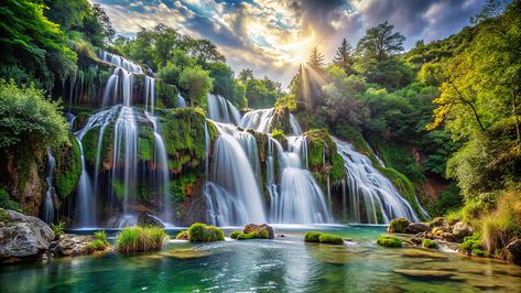 Water Fall Landscape, Oasis Background, Waterfall Wallpaper Hd, Waterfall Sticker, Nature Background Landscape, Background Images Landscape, Arizona Waterfalls, Jungle Images, Waterfall Background