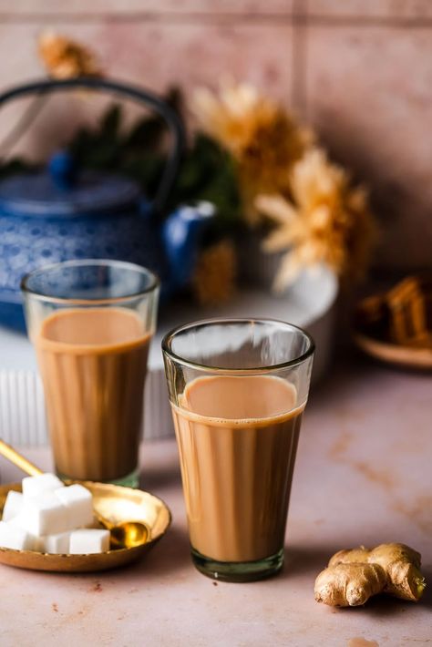 Adrak Chai (Indian-Style Ginger Tea) - Masala and Chai Spiced Tea Recipe, Masala Chai Recipe, Vegan Pantry, Masala Tea, Chai Recipe, Indian Tea, Masala Chai, Ginger Tea, Food Pantry