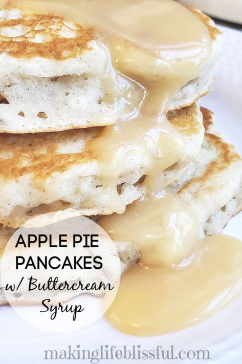 Scratch Pancake Recipe, Recipe For Pancakes, Pancake Mix Uses, Apple Pie Pancakes, Oatmeal Buttermilk Pancakes, Buttermilk Recipes, Apple Pancakes, Syrup Recipe, How To Make Breakfast