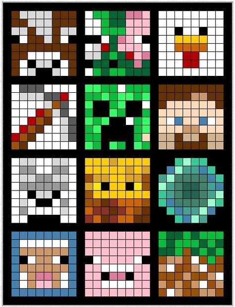 Small Pixel Art, Minecraft Quilt, Minecraft Crochet, Painting Minecraft, Minecraft Beads, Minecraft Pattern, Pixel Art Minecraft, Twin Size Quilt, Minecraft Bedroom