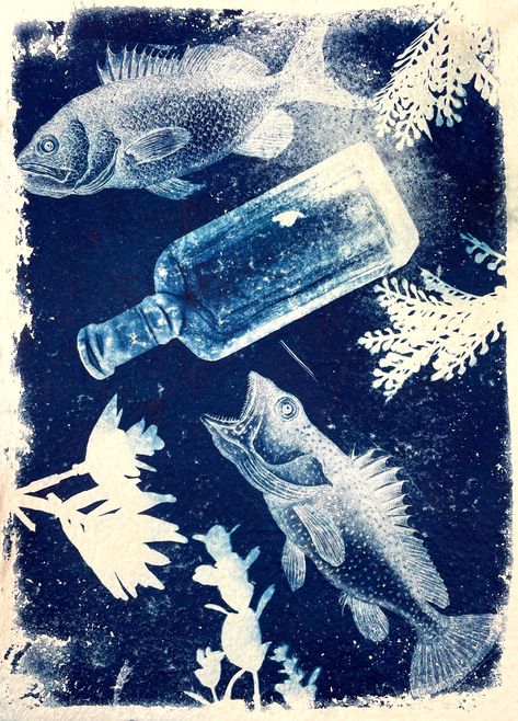 Cyanotype “Sun Prints” | Ms. Amsler's Artroom Printmaking Lessons, Collaborative Mural, Basic Photography, Cyanotype Process, Optical Illusion Drawing, Summer Art Projects, Sun Prints, Nature Collage, Collage Book