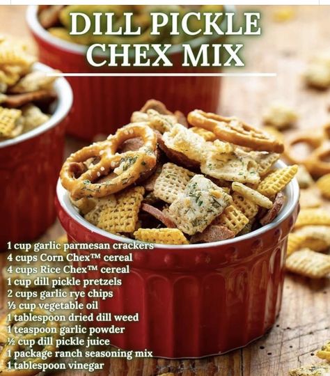 Pickle Flavors, Rye Chips, Dried Dill, Epicure Recipes, Chex Mix Recipes, Snack Mixes, Snack Mix Recipes, Party Snack, Chex Mix