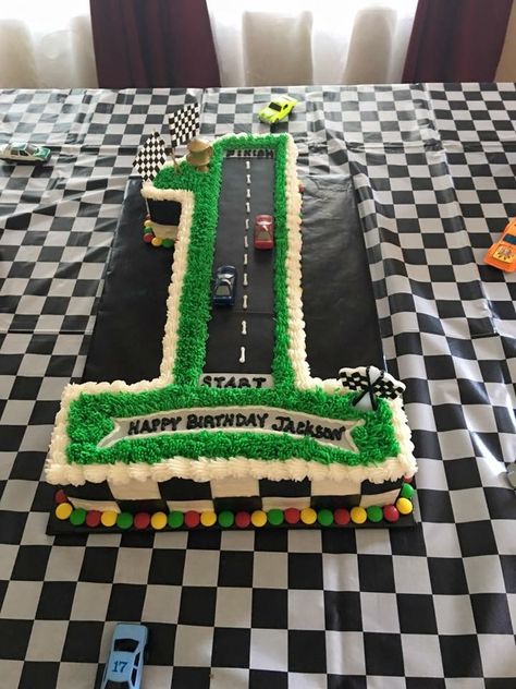 Number 1 Race Car Cake, Racecar First Birthday Cake, Fast One Birthday Party Theme Cake, Fast One Birthday Party Cake, First Lap Around The Track Birthday Cake, First Lap Around The Track Birthday, Talladega Nights Birthday, Nascar Party Decorations, Fast One Birthday Cake