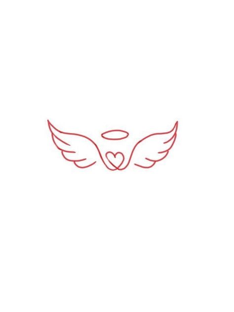 A With Wings Tattoo, Wings Tiny Tattoo, Angel Wings Tattoo Aesthetic, Heart With Wings And Halo Tattoo, Angel Themed Tattoo, Angel Wings And Heart Tattoo, Tattoo Heart With Wings, Angel Tattoo Small Simple, Angel Wings And Semicolon Tattoo