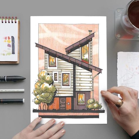 Draw Like An Architect, Faber Castell Pencil, Interior Design Renderings, Interior Design Sketches, House Sketch, Architecture Design Sketch, Drawing Paper, Architecture Design Concept, Urban Sketchers