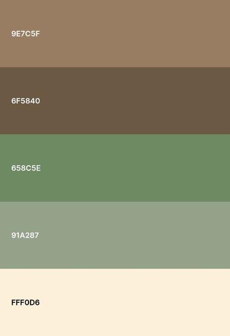 Earth Tone Color Palette Green, White Green Brown Aesthetic, Brown Tan Green Color Palette, Brown Green Room Aesthetic, Green Brown Aesthetic Outfit, Green Cream Brown Color Palettes, Earthly Colors Palette, Color Palette Brown Green, Matcha Color Pallette