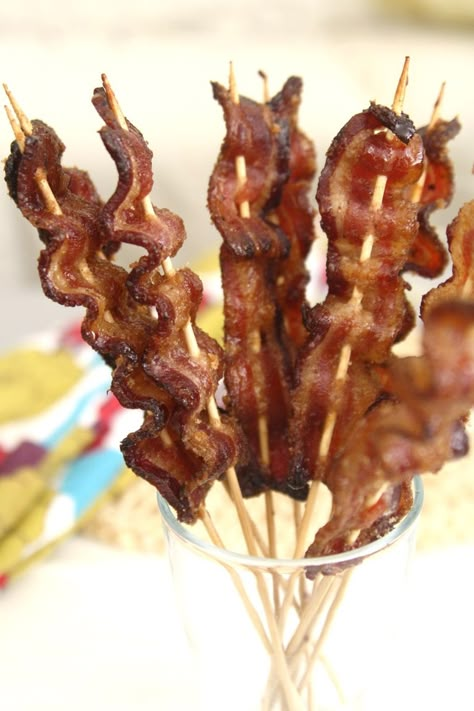 80+ Best Food on a Stick Recipes - How to Make Foods on Sticks—Delish.com Bacon On A Stick, Food On A Stick, Pancakes And Pajamas, Candied Bacon, Birthday Brunch, Christmas Brunch, Shower Food, Tasty Bites, On A Stick