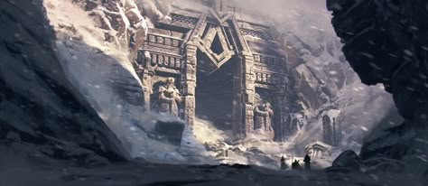 ArtStation - Dwarven Ruins, Dawid Jasiorski Dwarven Stronghold, Dwarven Ruins, Minecraft Dwarven, Fortress Concept Art, Cool Fantasy Art, Fallen King, Artifact Hunting, Dwarven City, Dm Tools