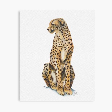 Cheetah Sitting, Cheetah Watercolor, Wood Paintings, Dorm Room Art, Leopard Watercolor, Leopard Cub, Leopard Art, Painted Hats, Nyc Studio