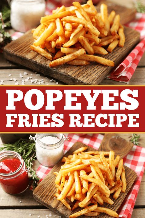 Make Popeyes French Fries in your very own kitchen! This copycat recipe is crispy, perfectly seasoned, and downright addicting. Copycat French Fries, Popeyes French Fries Recipe, Battered French Fries, Popeyes Fries, French Fry Recipes, Fry Seasoning, French Fry Seasoning, Copycat Food, Fries Recipes