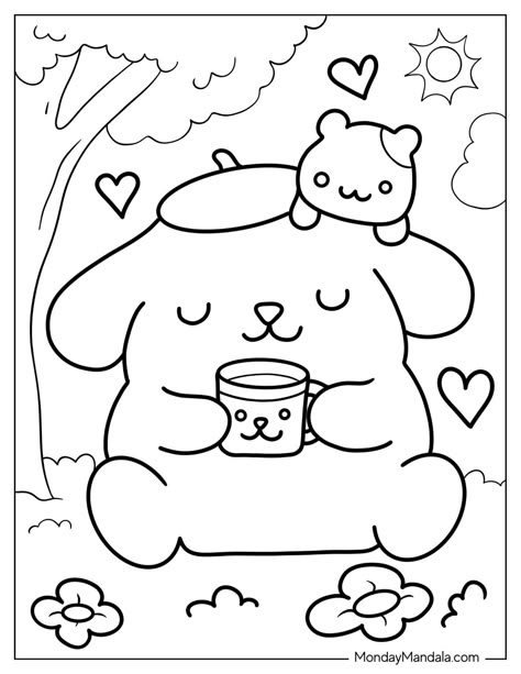 30 Sanrio Coloring Pages (Free PDF Printables) Kawaii Coloring Pages Free Printable, Sanrio Coloring Pages, Sanrio Drawings, Sanrio Coloring, Hello Kitty Colouring, Coloring Stuff, Hello Kitty Printables, Hello Kitty Colouring Pages, Bobbie Goods