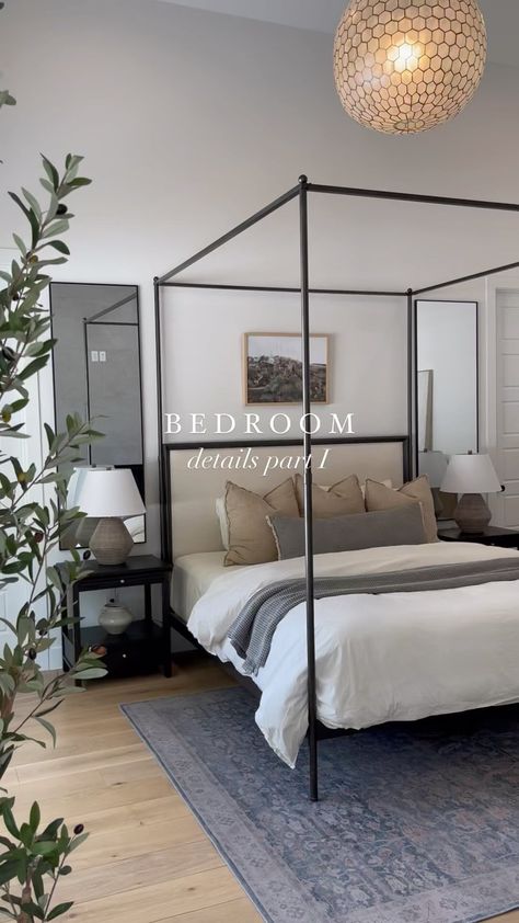 Restoration Hardware Bedroom, Black Canopy Bed, Modern Canopy Bed, Iron Canopy Bed, Full Bedroom, Canopy Beds, Canopy Bed Frame, Black Bed Frame, Canopy Bedroom