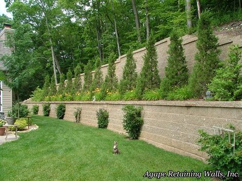 Unlevel Yard Landscaping, Tiered Garden Ideas Sloped Yard Retaining Walls, Large Retaining Wall, Retaining Wall Landscape, Terrace Photo, Backyard Hill Landscaping, Backyard Retaining Walls, Landscaping On A Hill, Garden Wall Designs