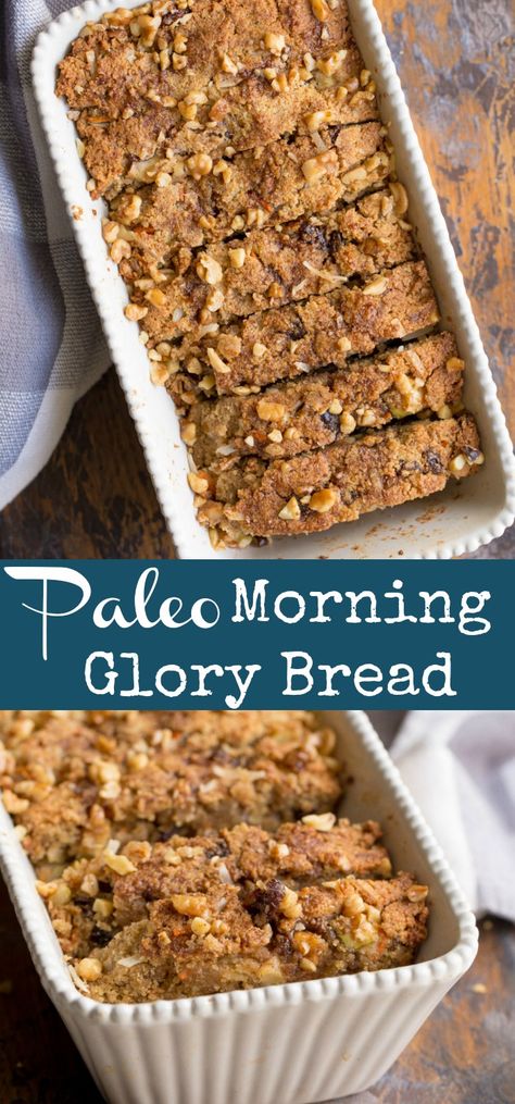 Morning Glory Bread, Paleo Bread Recipe, Snack On The Go, Healthy Sweet Snacks, Paleo Bread, Paleo Baking, Easy Paleo, Paleo Snacks, Paleo Breakfast