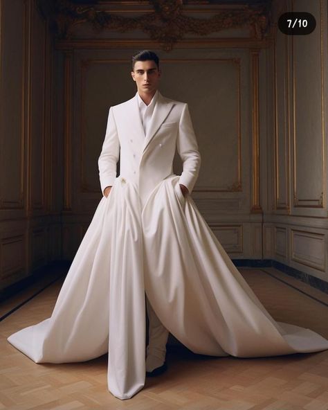 Mode Queer, Mens Wedding Attire, Gender Fluid Fashion, High Fashion Men, Wedding Dress Men, White Tuxedo, Queer Fashion, Men Stylish Dress, Fashion Suits For Men