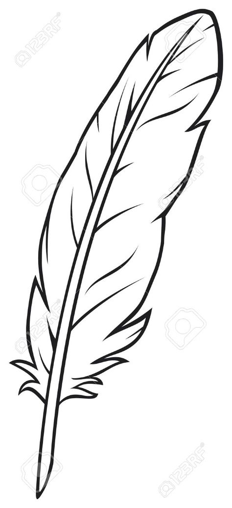 Quill Drawing, Feather Sketch, Feather Clip Art, Feather Clipart, Feather Outline, Feather Stencil, Feather Template, Feather Illustration, Feather Drawing