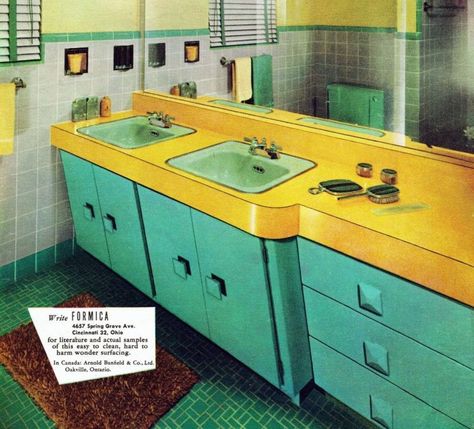 60 vintage '60s bathrooms: Retro home decorating ideas, at Click Americana - - #bathroom #bathroomideas #bathroomdesign #bathroomdecor #bathroomremodeling #retro #retrohomedecor #retrohome #retrobathroom #vintage #vintagehouse #1950s #fifties #1960s #sixties #midcentury #midcenturymodern #midcenturybathroom #homedecor #clickamericana 60s Bathroom Decor, 60s Bathroom, Retro Bathroom, Living Tv, Mid Century Bathroom, Retro Bathrooms, Living Vintage, Vintage Bath, Vintage Bathrooms