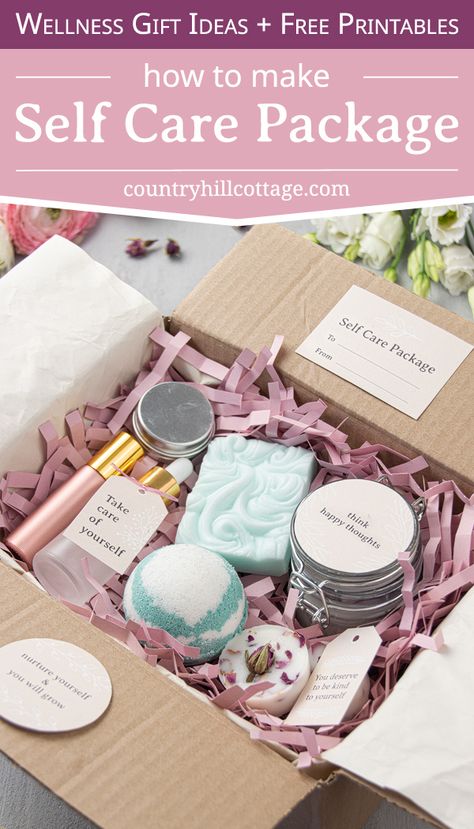 Self Care Package Ideas, Homemade Care Package, Easy Cute Diy, Diy Self Care, Labels Ideas, Diy Care Package, Care Package Ideas, Self Care Package, Package Ideas