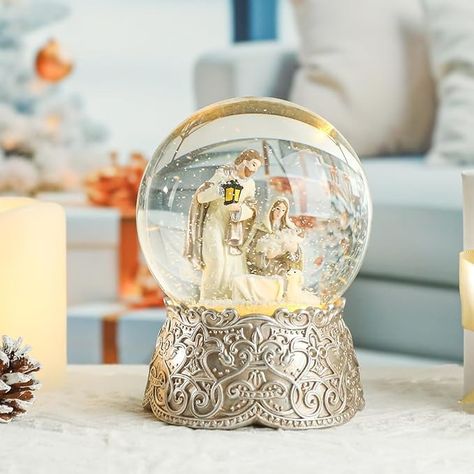 Amazon.com: Vipush Christmas Snow Globe - Holy Family Musical Snow Globe with Color Changing Led Lights, Christmas Decorations with Music Box Gifts for Girls Kids, Decorations for Christmas & Birthday : Home & Kitchen Gold Bath Towels, Led Lights Christmas, Winter Snow Globe, Globe Gift, Decorations For Christmas, Christmas Globes, Christmas Snow Globe, Musical Snow Globes, Sweet Decoration